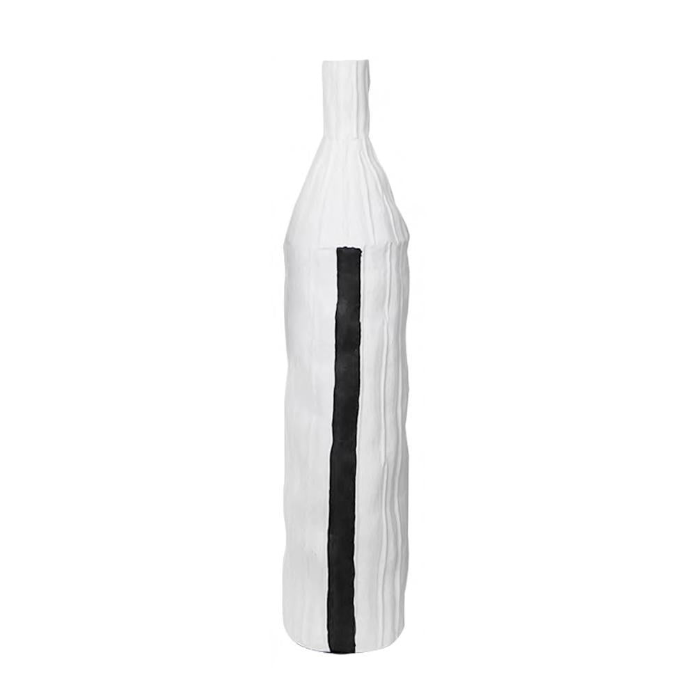 Black and White Striped Creased Ceramic Vase - Tall HPYG3405W2