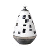 White, Brown & Black Abstract Geometric Vase - Medium مزهرية