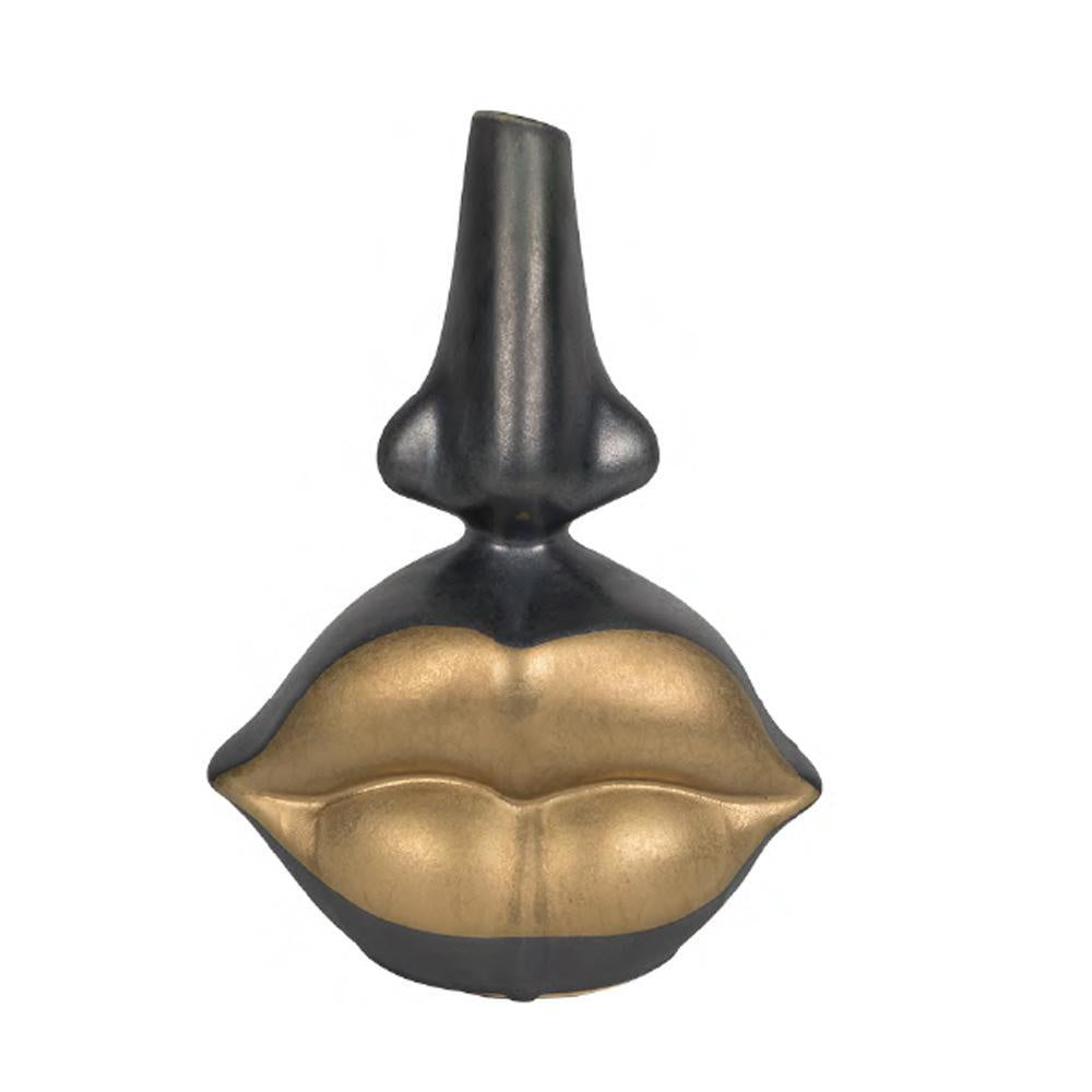 Black & Gold Plated Mouth Decorative Object BSJSY3510L