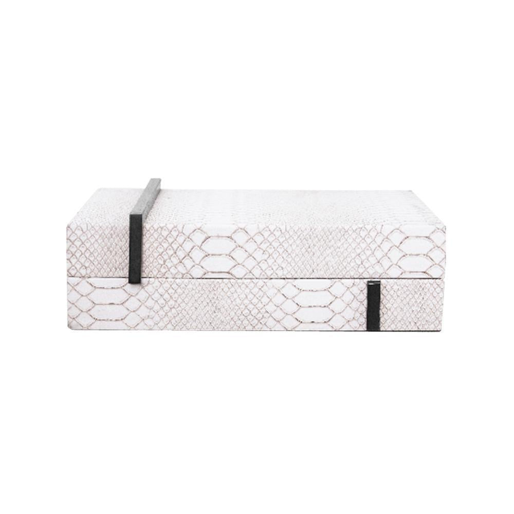 White Leather & Metal Decorative Box Large FB-PG2017A
