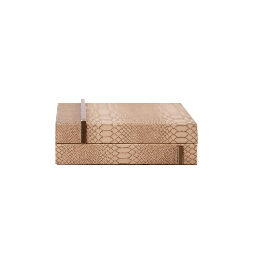 Brown Leather & Metal Decorative Box Medium FB-PG2018B