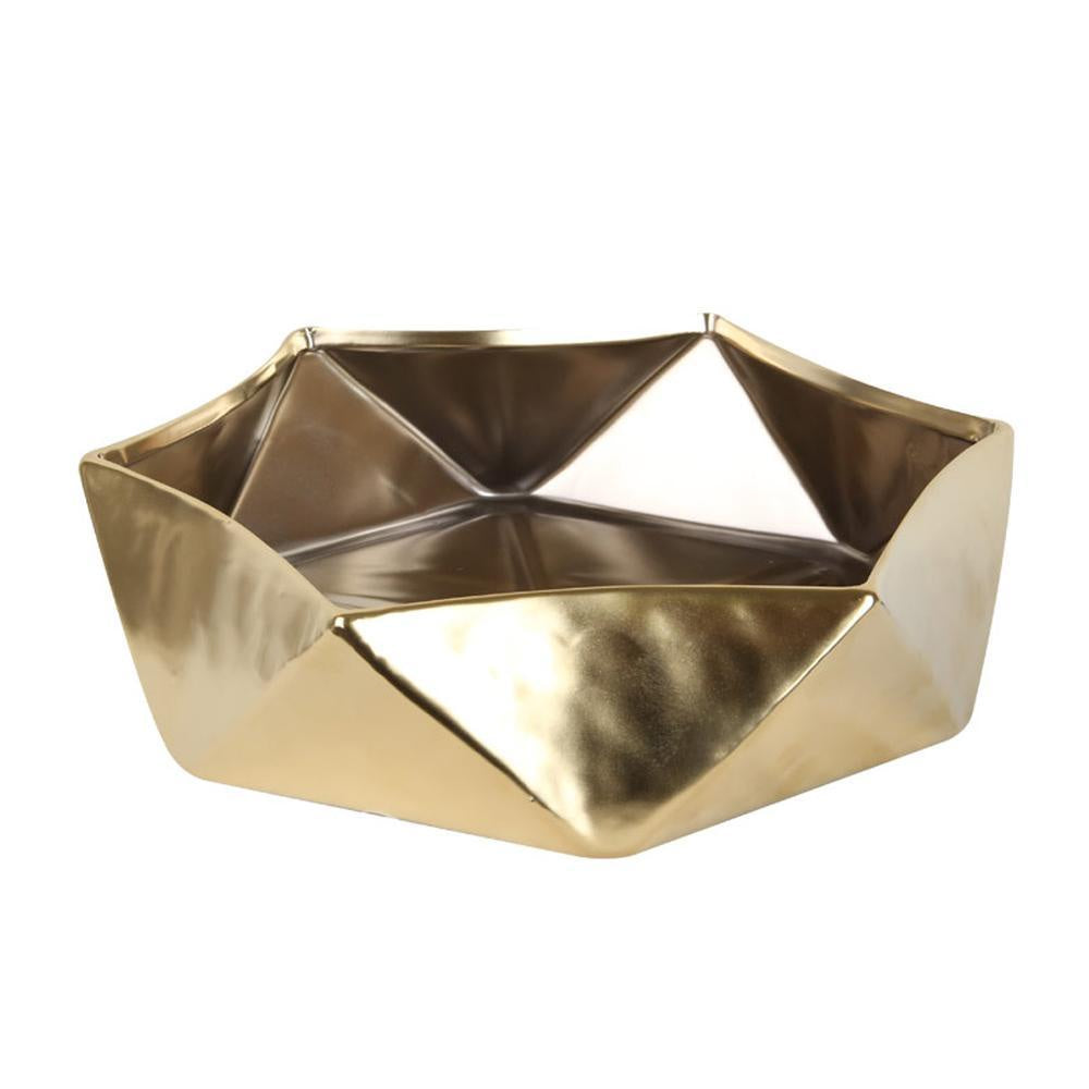 Gold Ceramic Plicated Bowl - Medium FA-D1907B