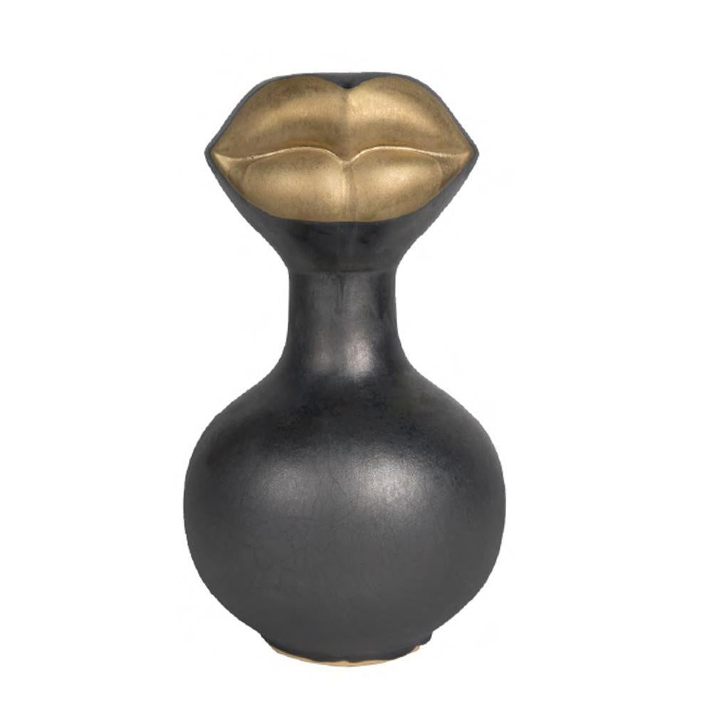 Black & Gold Plated Mouth Vase BSJSY3511L