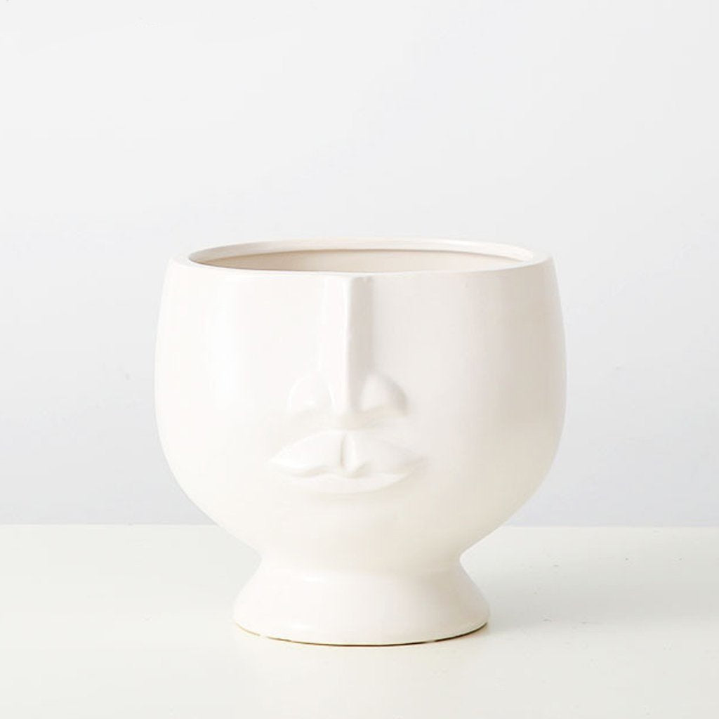White Half Face Ceramic Planter SS057