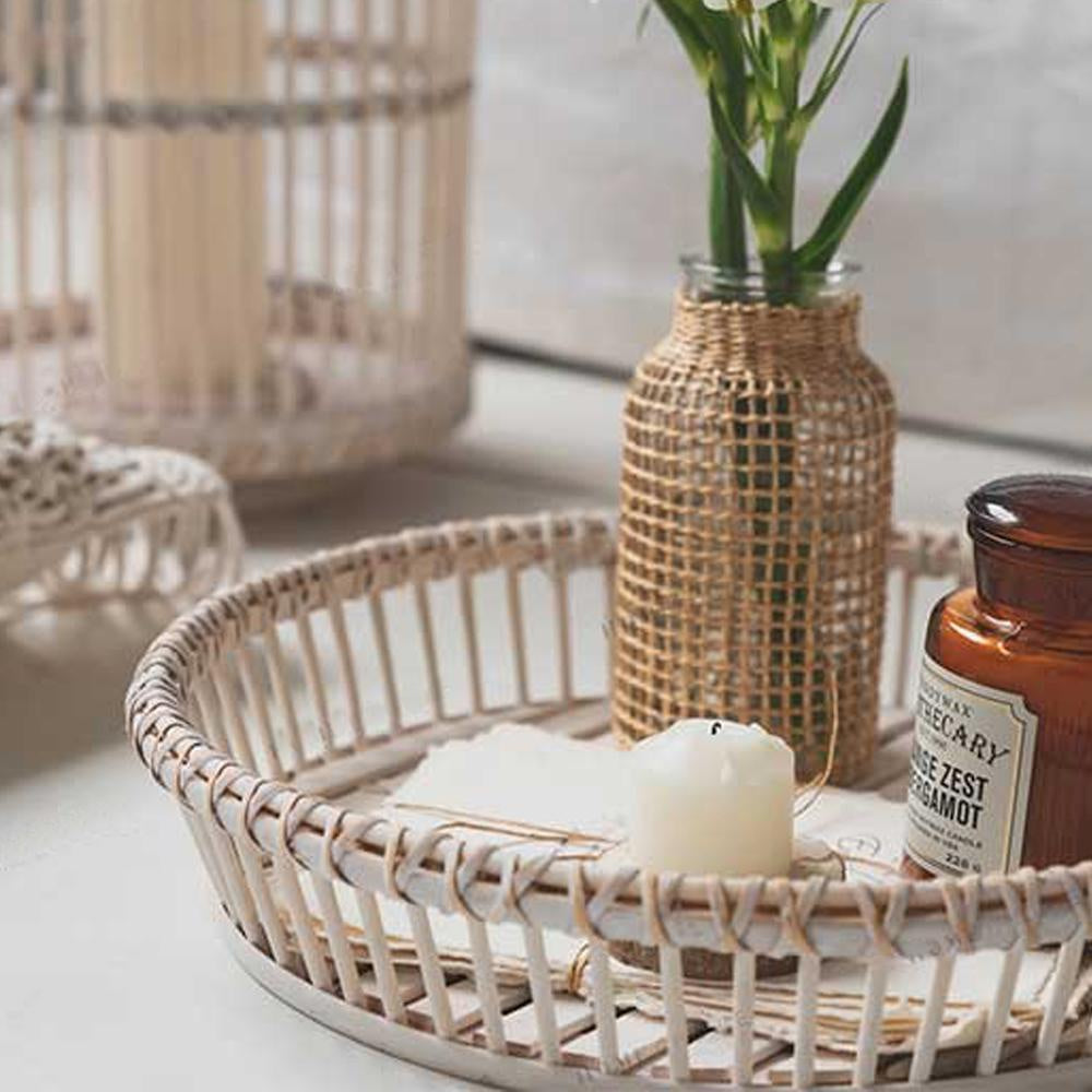 Bamboo & Wood Tray - White 200101BL-WRT